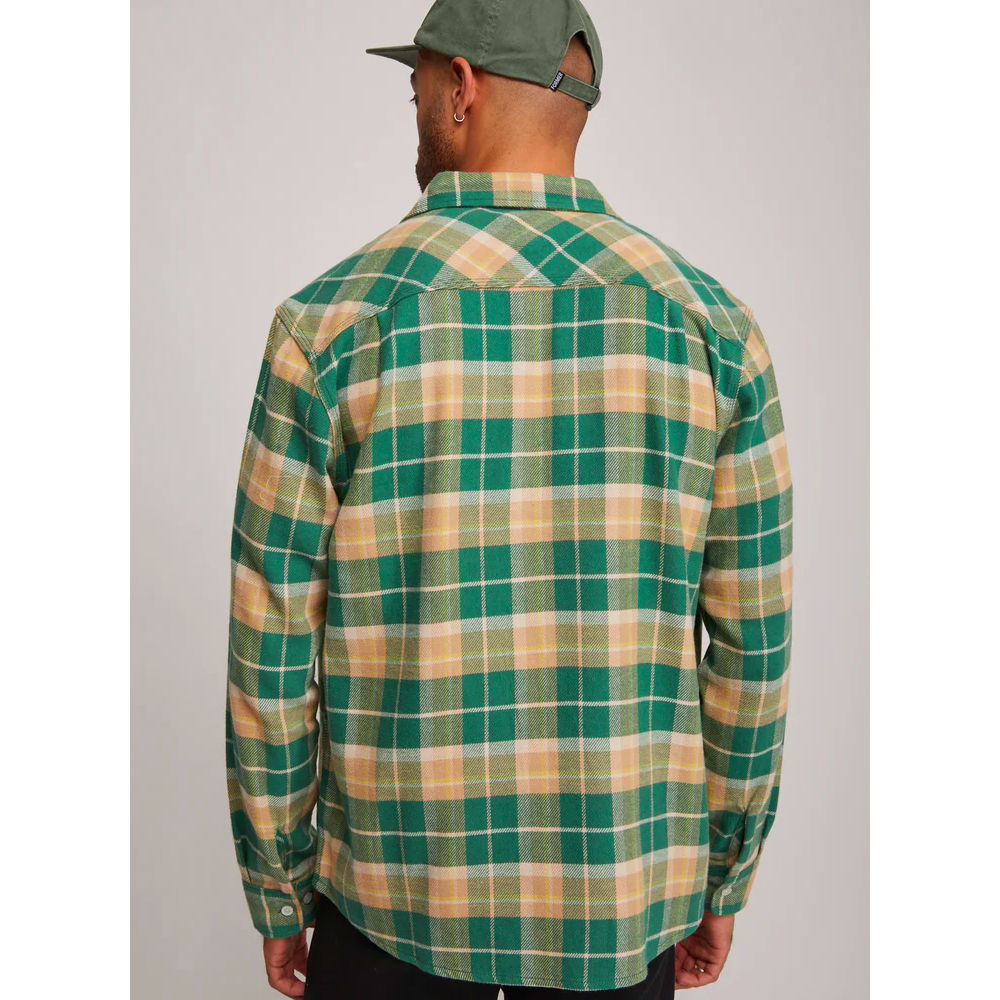 Brixton Bowery flannel hemd Washed pine neadle/washed gold – Dragon ...